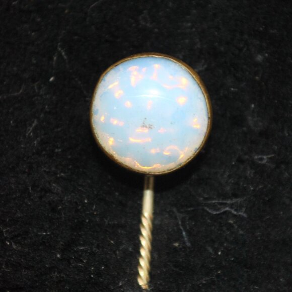 Antique Foil Opal Glass Cabochon Stick / Tie Pin - Picture 2 of 8